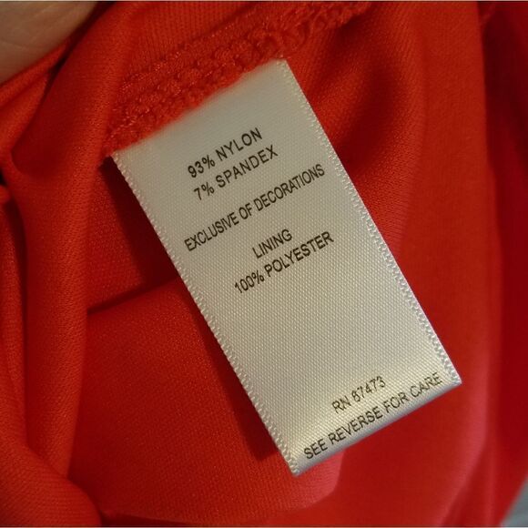 Just Taylor Red Valentine Lace Midi 1/2 Sleeve Dress Flare Handkerchief Hem - Picture 9 of 10